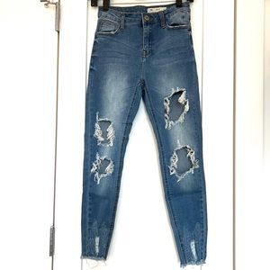 Distressed High-Rise Skinny Jeans - Size 3